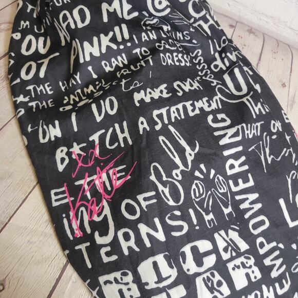 Kate Hewko Graffiti Print Skirt NEW Womens XS Black/White A-Line Pleated Lined - Picture 8 of 8